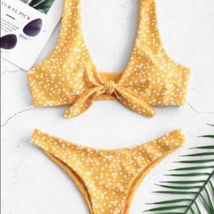 Zaful Yellow Floral Bikini